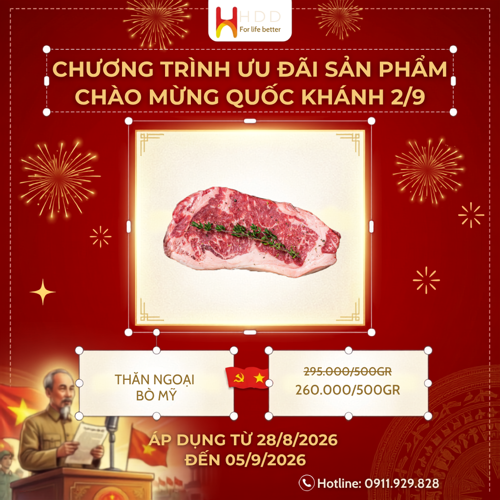 Ưu đãi Thăn Ngoại Bò Mỹ chào mừng Quốc Khánh 2/9 tại thitbosi.com