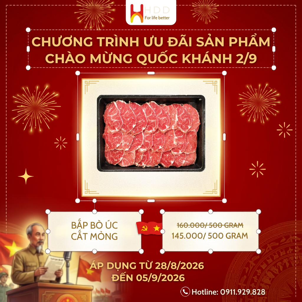 Chương trình ưu đãi Bắp Bò Úc Cắt Mỏng chào mừng Quốc Khánh 2/9 tại thitbosi.com